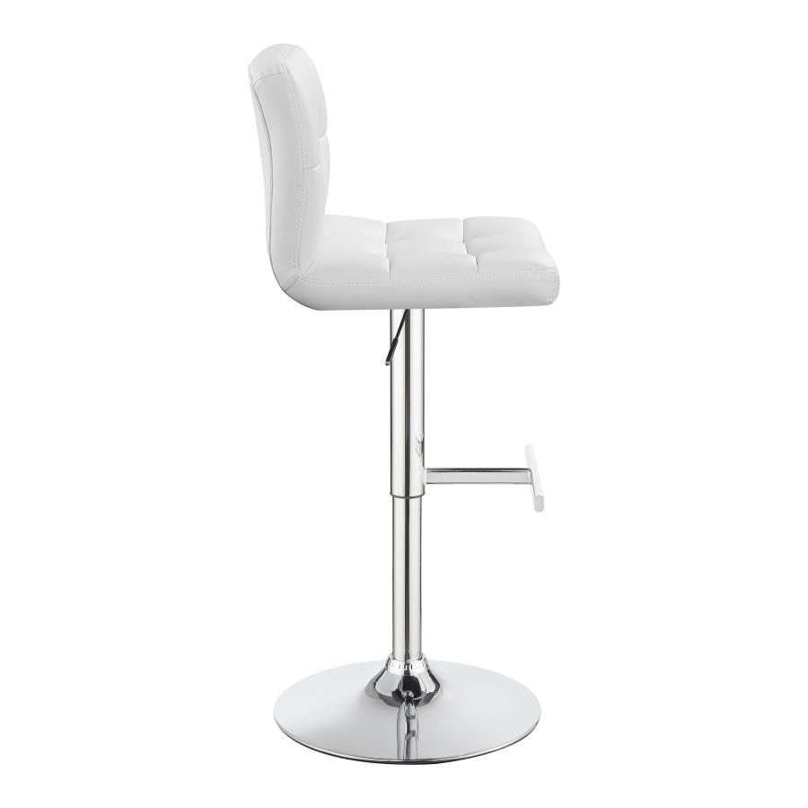 (image for) Lenny Upholstered Adjustable Bar Stool White (Set of 2)