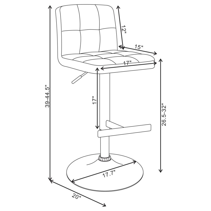 (image for) Lenny Upholstered Adjustable Bar Stool White (Set of 2)