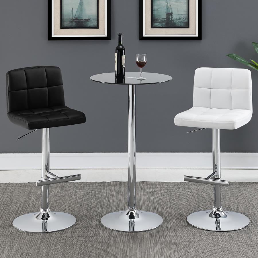 (image for) Lenny Upholstered Adjustable Bar Stool White (Set of 2)