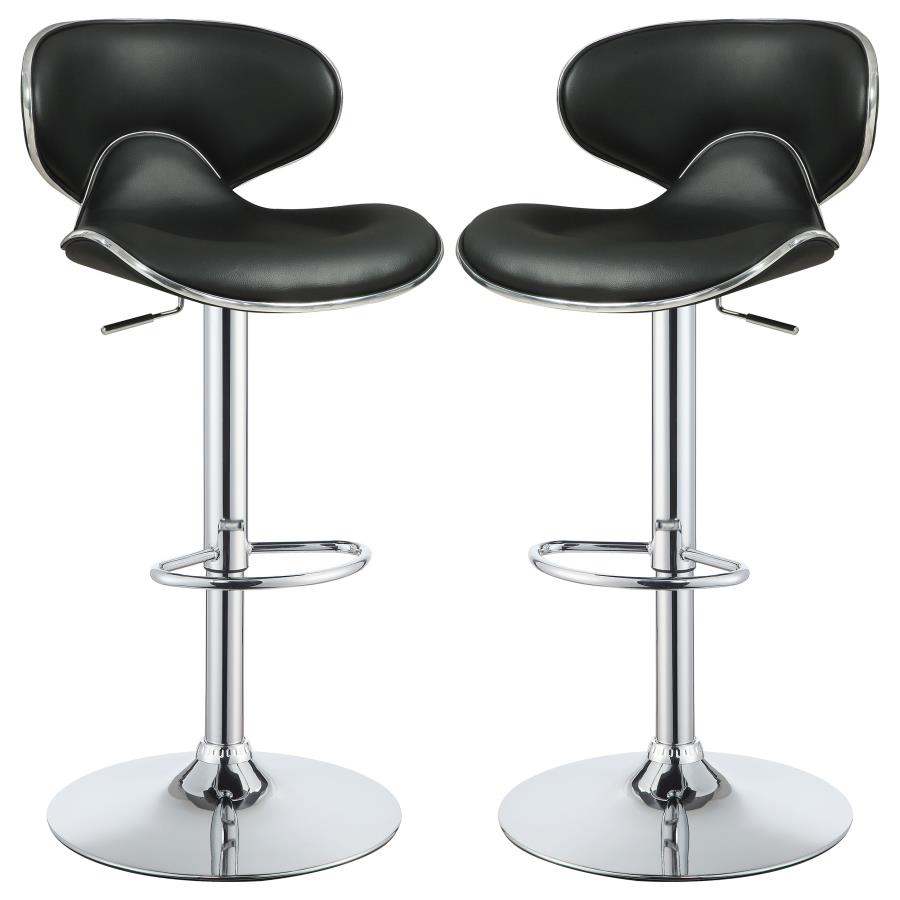 (image for) Edenton Upholstered Adjustable Bar Stool Black (Set of 2) - Click Image to Close