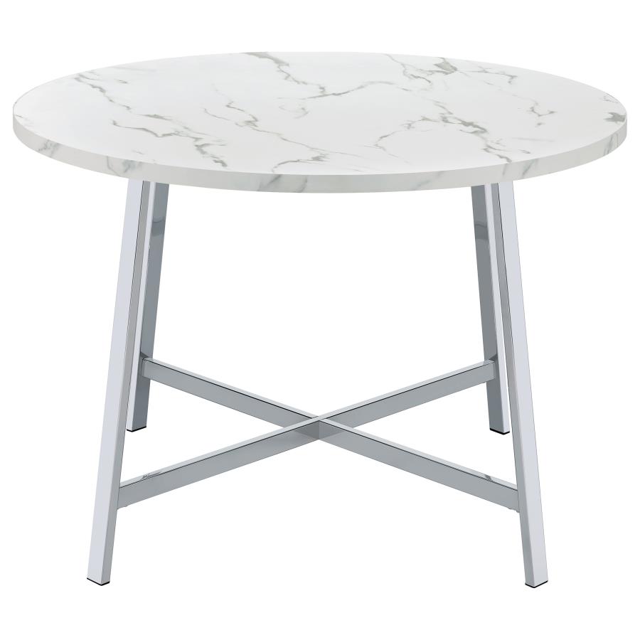 (image for) Alcott Round 45-inch Dining Table Carrara Faux Marble