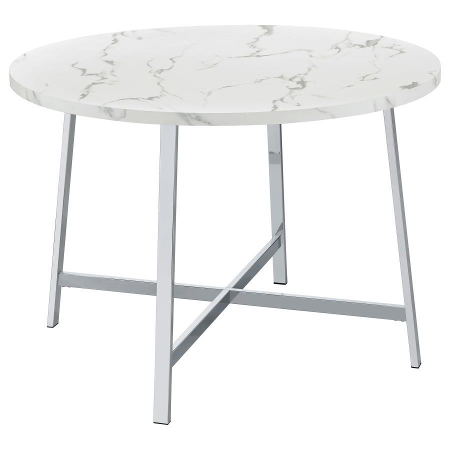 (image for) Alcott Round 45-inch Dining Table Carrara Faux Marble