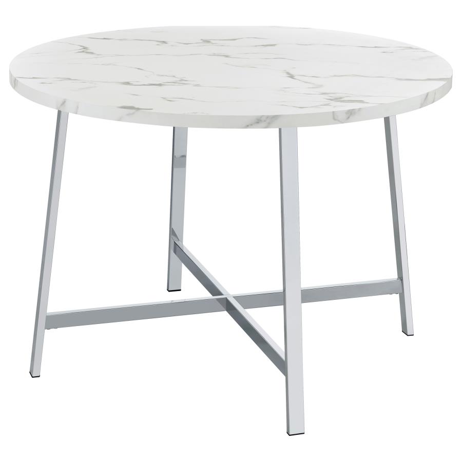 (image for) Alcott Round 45-inch Dining Table Carrara Faux Marble