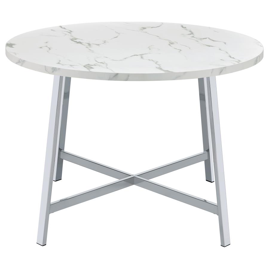 (image for) Alcott Round 45-inch Dining Table Carrara Faux Marble