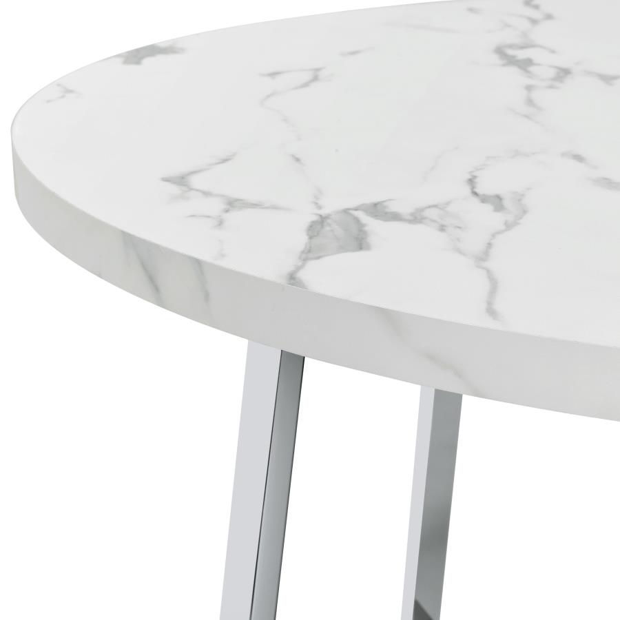 (image for) Alcott Round 45-inch Dining Table Carrara Faux Marble