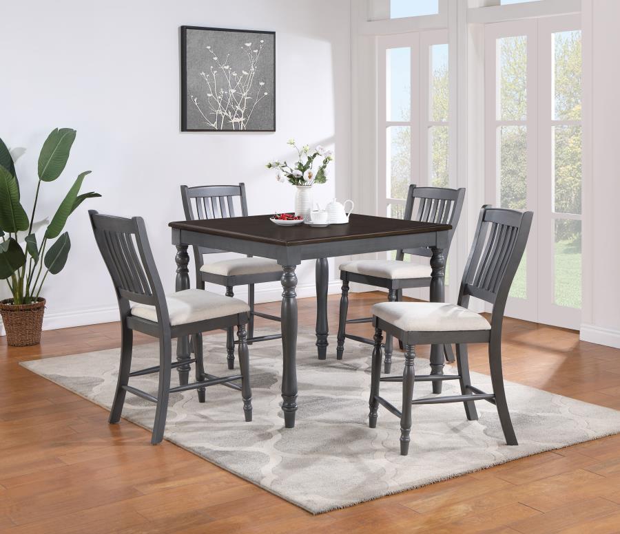 (image for) Wiley 5-piece Square Counter Height Dining Set Grey