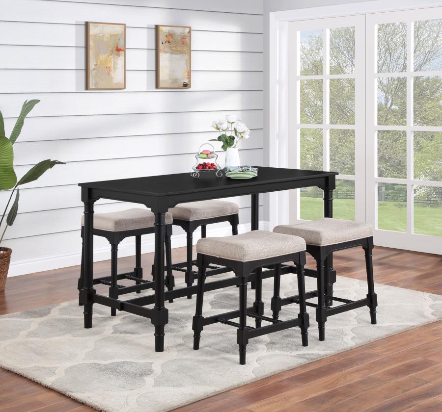 (image for) Martina 5-piece Rectangular Counter Height Dining Set Black