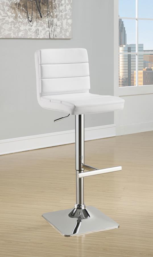 (image for) Bianca Upholstered Adjustable Bar Stool White (Set of 2)