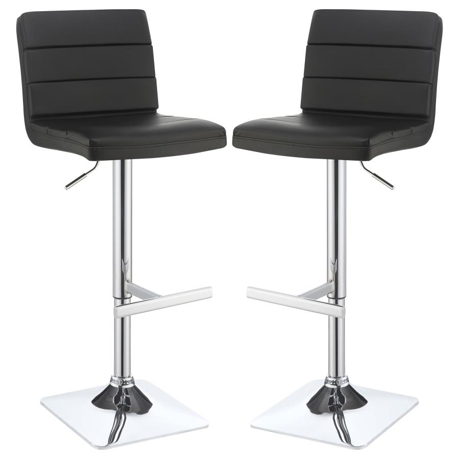 (image for) Bianca Upholstered Adjustable Bar Stool Black (Set of 2)