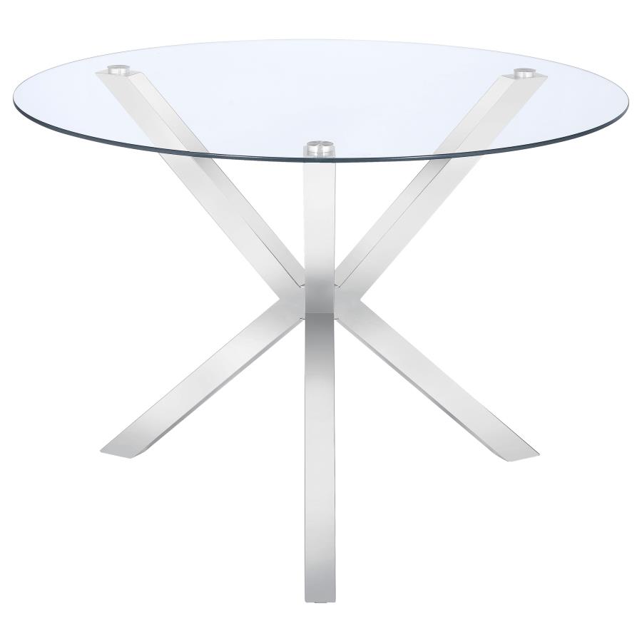 (image for) Vance Round 41-inch Glass Top Asterisk Dining Table Chrome