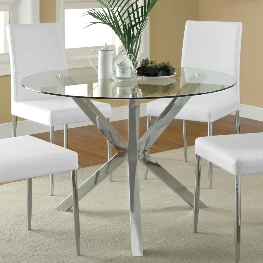 (image for) Vance Round 41-inch Glass Top Asterisk Dining Table Chrome