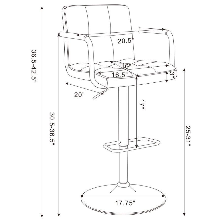 (image for) Palomar Adjustable Height Bar Stool Black and Chrome