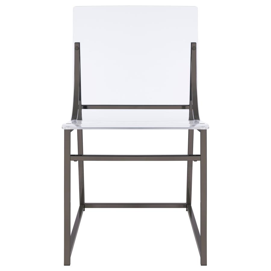 (image for) Adino Acrylic Dining Side Chair Black Nickel (Set of 2)