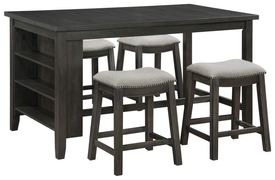 (image for) Elliston 5-piece Counter Height Dining Table Set Dark Grey