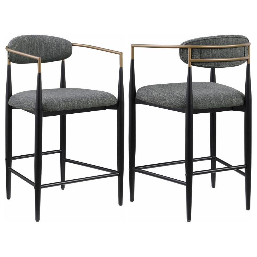 (image for) Tina Fabric Upholstered Counter Chair Dark Grey (Set of 2) - Click Image to Close