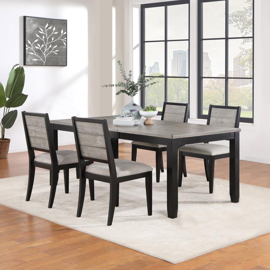 (image for) Elodie 5-piece Rectangular Extension Leaf Dining Set Black - Click Image to Close