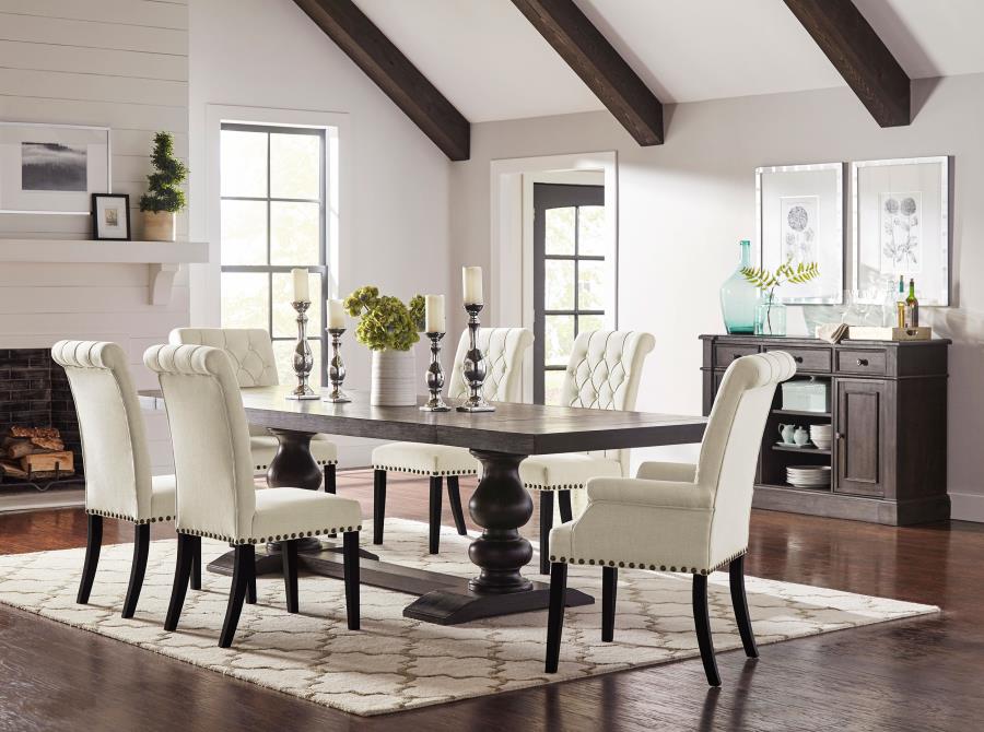 (image for) Phelps 7-piece Rectangular Dining Table Set Distressed Noir - Click Image to Close