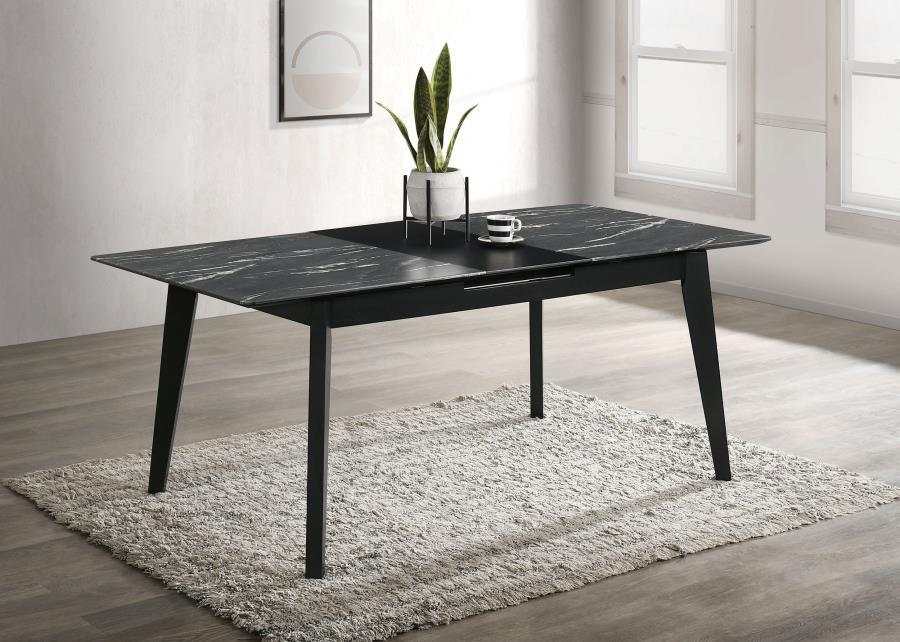 (image for) Crestmont 78-inch Extension Dining Table Black Faux Marble