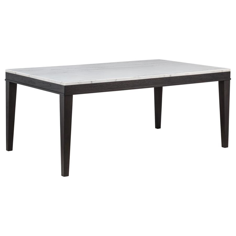 (image for) Averill 72-inch Rectangular White Marble Top Dining Table Coffee Bean