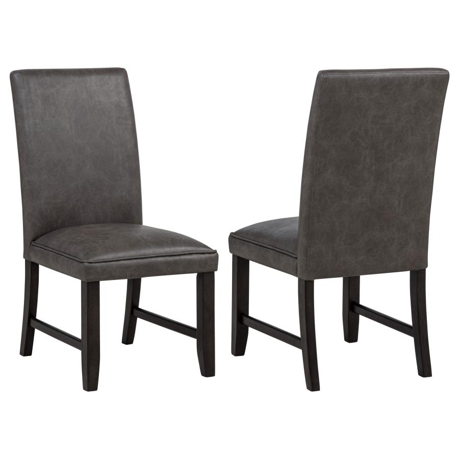 (image for) Averill Faux Leather Upholstered Dining Side Chair Dark Grey (Set of 2)