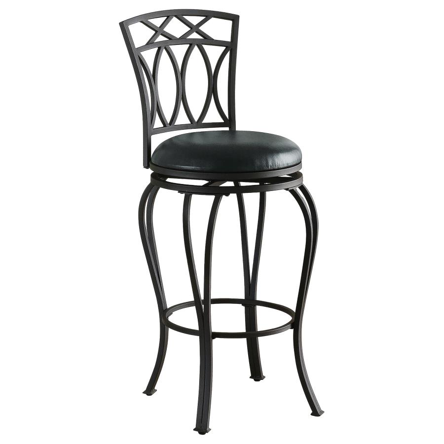 (image for) Adamsville Upholstered Swivel Bar Stool Black - Click Image to Close