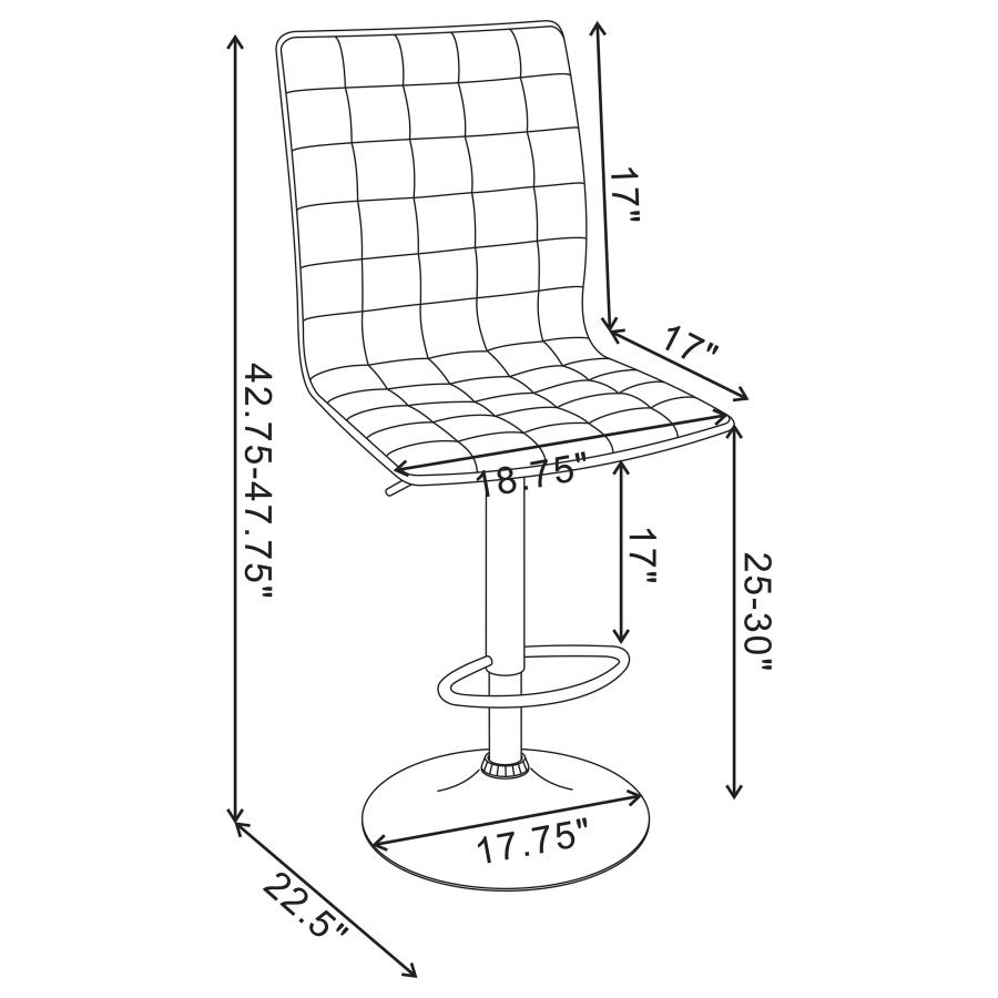 (image for) Ashbury Upholstered Adjustable Bar Stool Black (Set of 2)