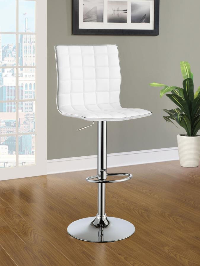 (image for) Ashbury Upholstered Adjustable Bar Stool White (Set of 2)