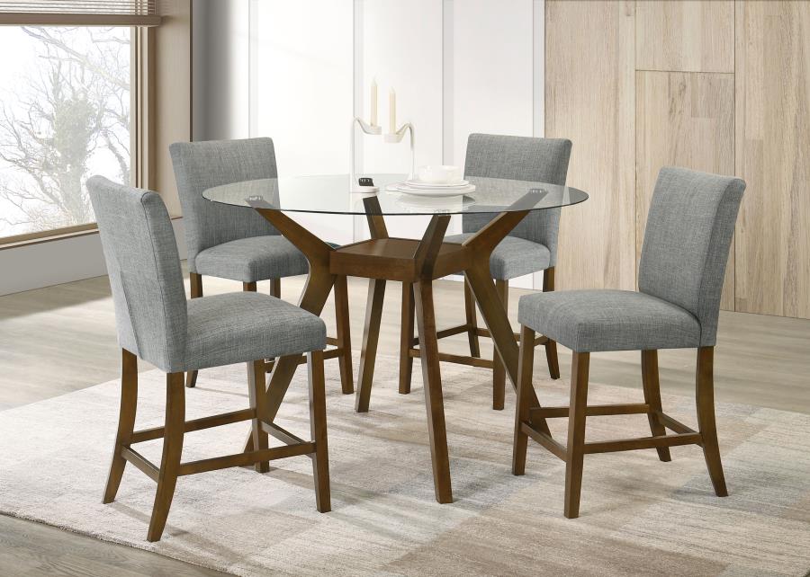 (image for) Paxton 5-piece Round Glass Top Counter Height Dining Set Grey