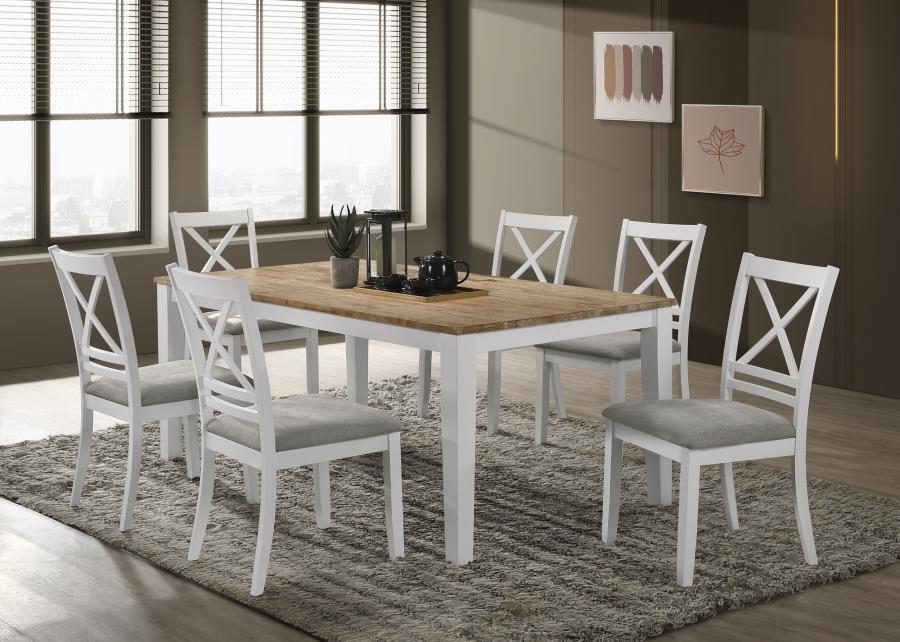 (image for) Hollis 7-piece Rectangular Dining Table Set Brown and White