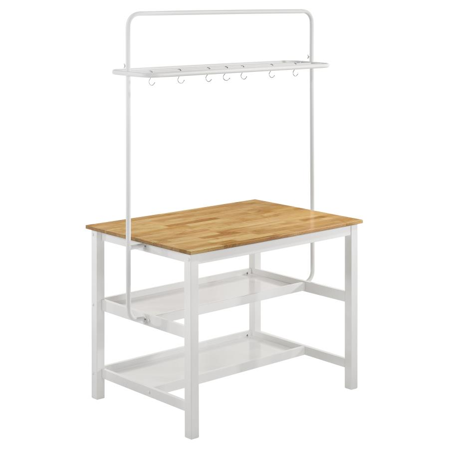 (image for) Edgeworth Kitchen Island Counter Table with Pot Rack White - Click Image to Close