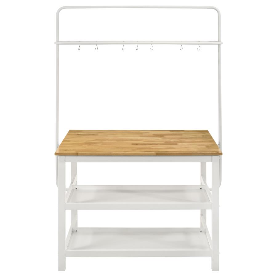 (image for) Edgeworth Kitchen Island Counter Table with Pot Rack White