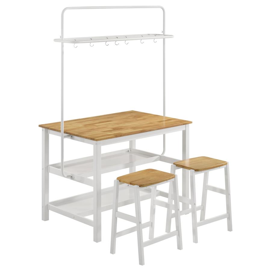 (image for) Edgeworth Kitchen Island Counter Table with Pot Rack White