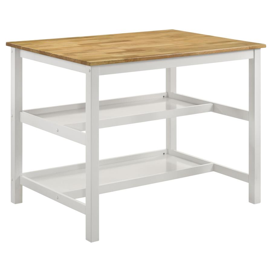 (image for) Edgeworth Kitchen Island Counter Table with Pot Rack White