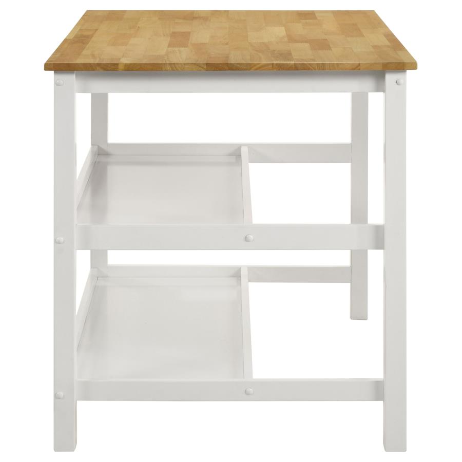 (image for) Edgeworth Kitchen Island Counter Table with Pot Rack White