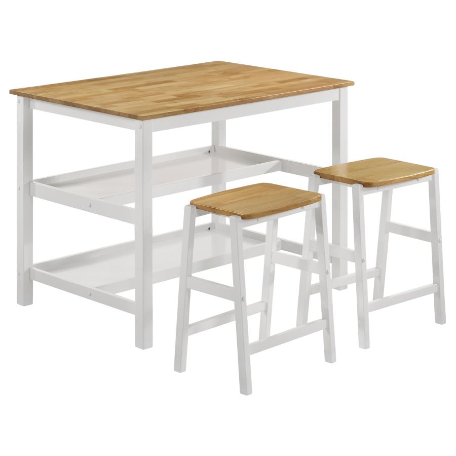 (image for) Edgeworth Kitchen Island Counter Table with Pot Rack White