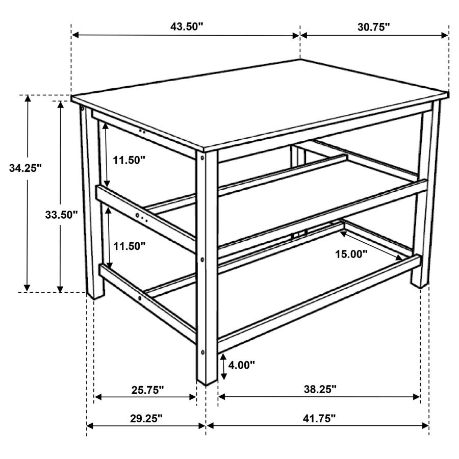 (image for) Edgeworth Kitchen Island Counter Table with Pot Rack White