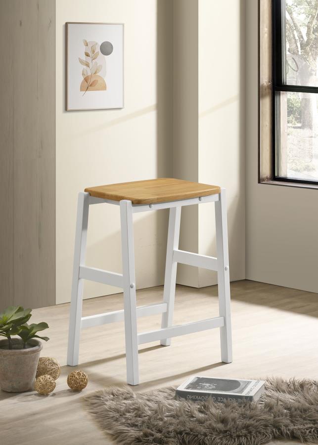 (image for) Edgeworth Wood Backless Counter Stool White (Set of 2)