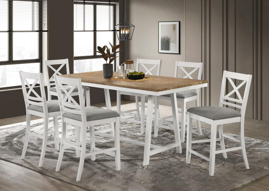 (image for) Hollis 7-piece Counter Height Dining Set Brown and White