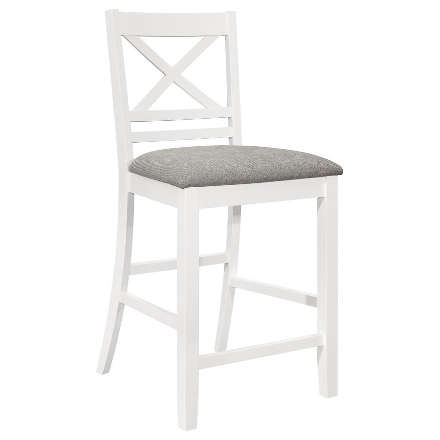 (image for) Hollis Wood Counter Chair with Cushion White (Set of 2)