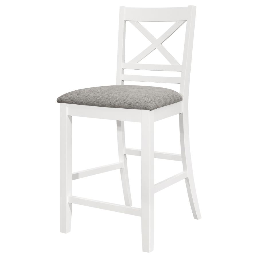 (image for) Hollis Wood Counter Chair with Cushion White (Set of 2)