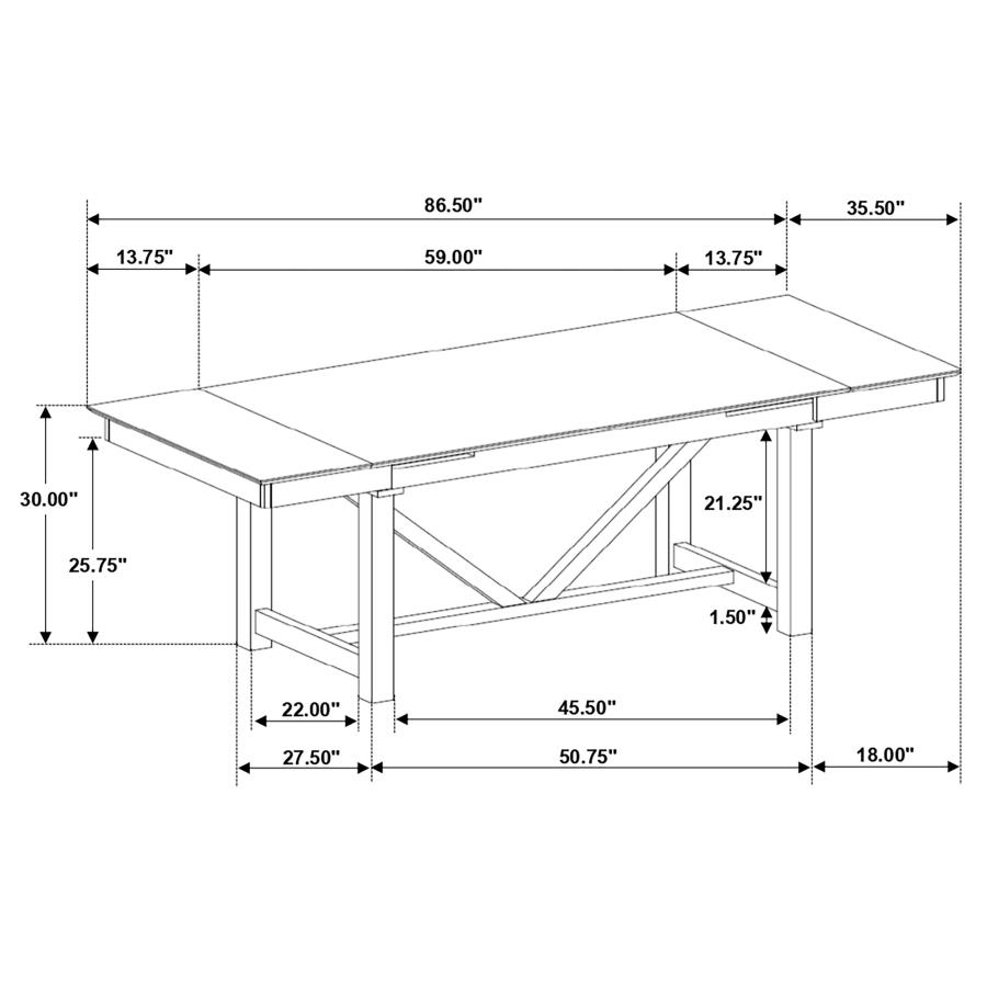 (image for) Malia 5-piece Refractory Extension Leaf Dining Table Set Oak