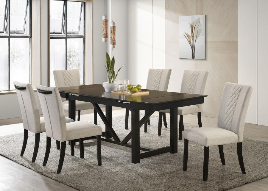 (image for) Malia 7-piece Refractory Extension Leaf Dining Table Set Oak