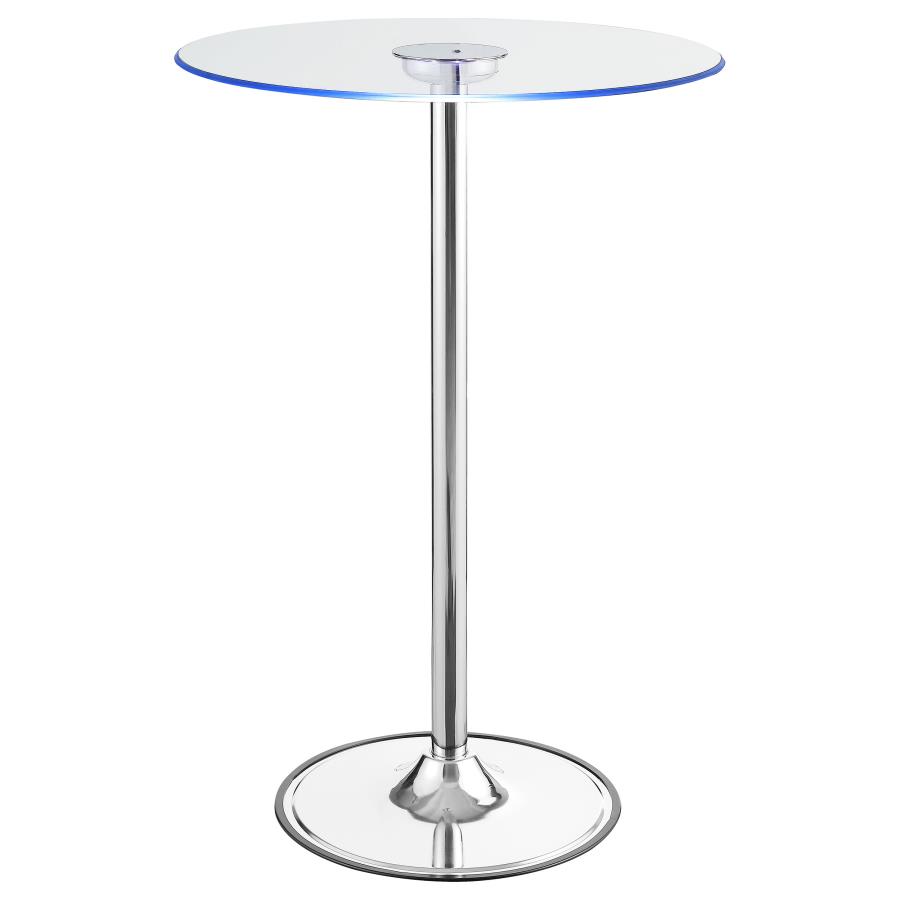 (image for) Thea Round 28-inch Glass Top LED Bistro Bar Table Chrome