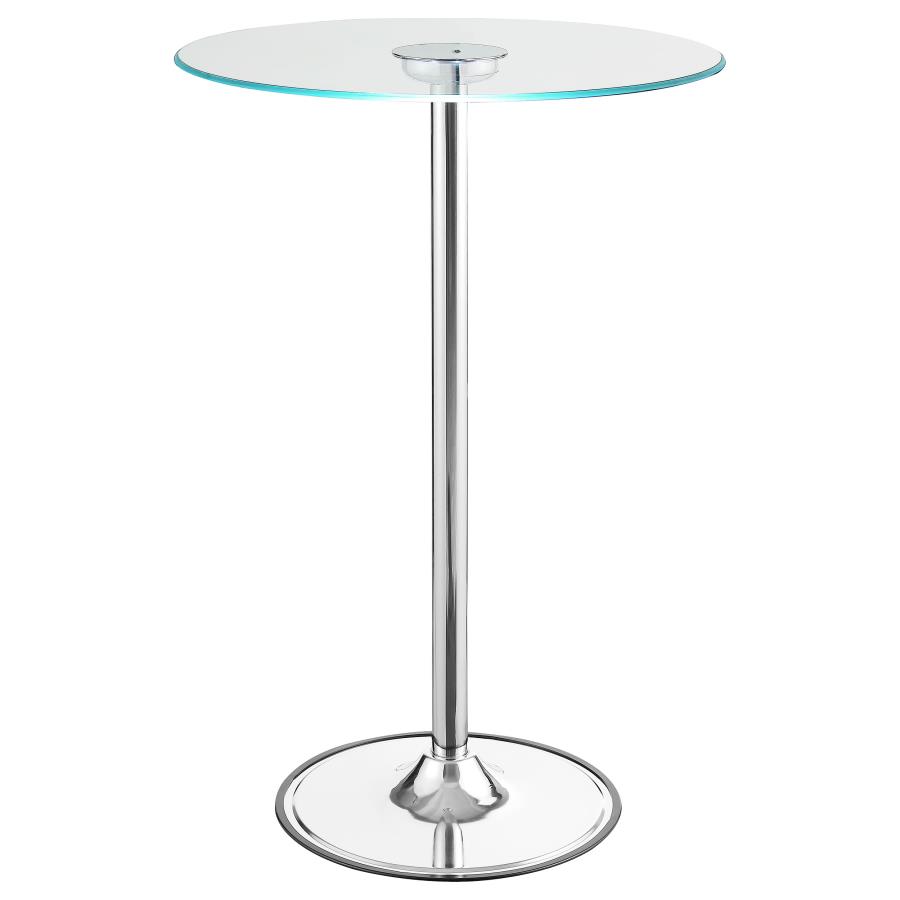 (image for) Thea Round 28-inch Glass Top LED Bistro Bar Table Chrome