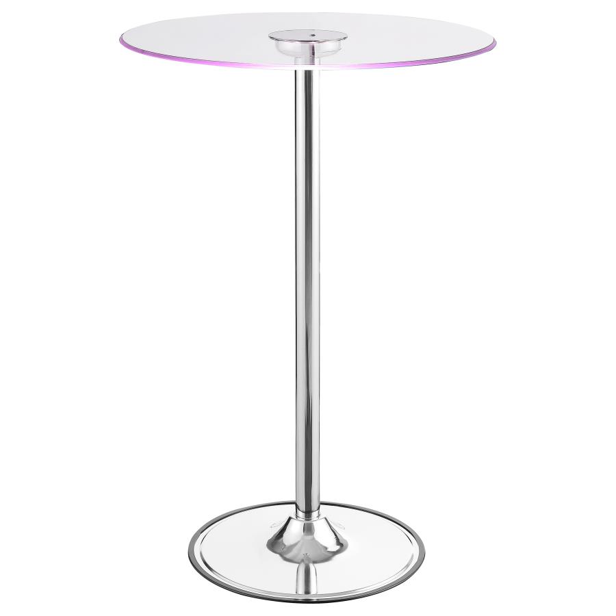 (image for) Thea Round 28-inch Glass Top LED Bistro Bar Table Chrome