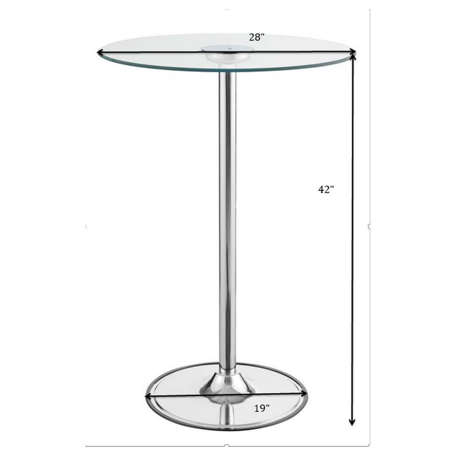 (image for) Thea Round 28-inch Glass Top LED Bistro Bar Table Chrome