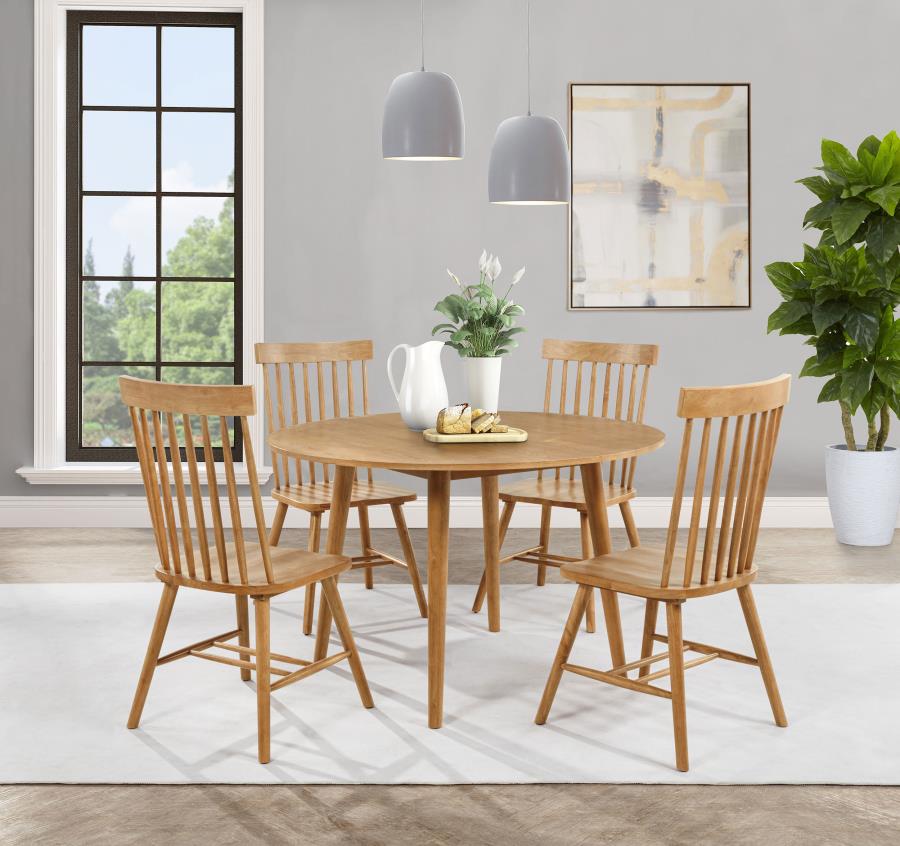 (image for) Andrews 5-piece Round Wood Dining Room Table Set Light Ash