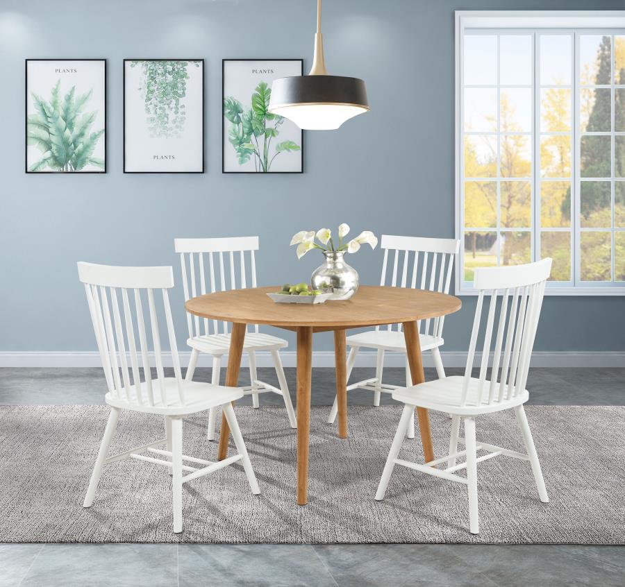 (image for) Andrews 5-piece Round Dining Table Set Light Ash and White