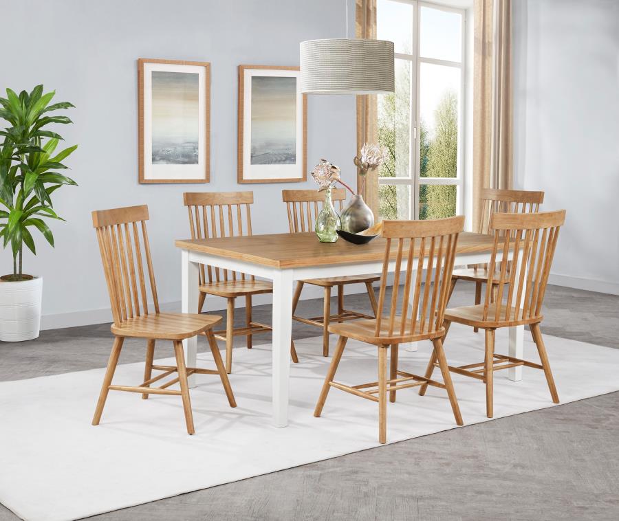 (image for) Andrews 7-piece Rectangular Dining Set Light Ash and White