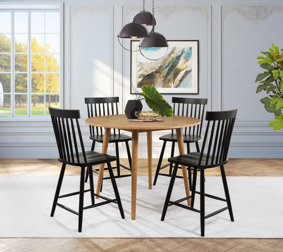 (image for) Andrews 5-piece Round Counter Dining Set Light Ash and Black